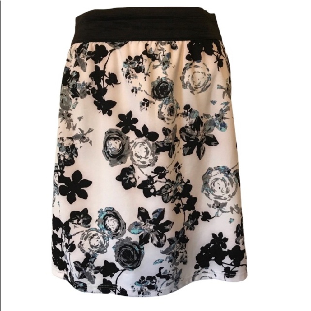 Bongo Floral Elastic Waist Skirt Knee length